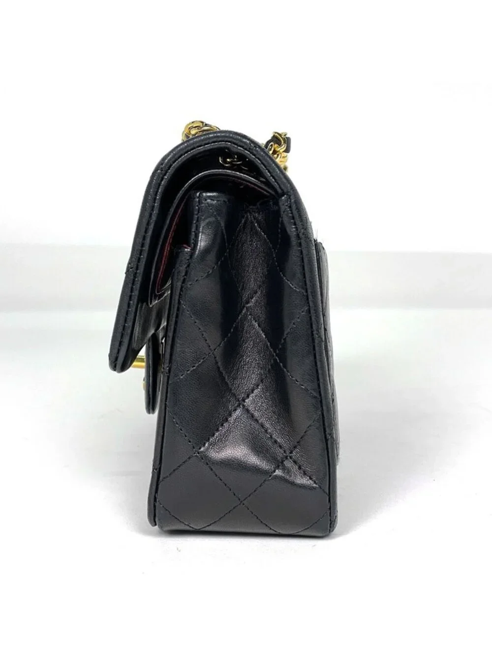 Chanel Quilted Shoulder Bag CC Logo Double Flap Leather Black